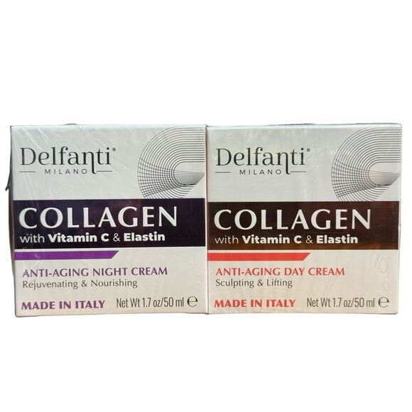 Delfanti Milano COLLAGEN Anti-Aging Day & Night Duo Pack w/Vit C & Elastin - Picture 1 of 4
